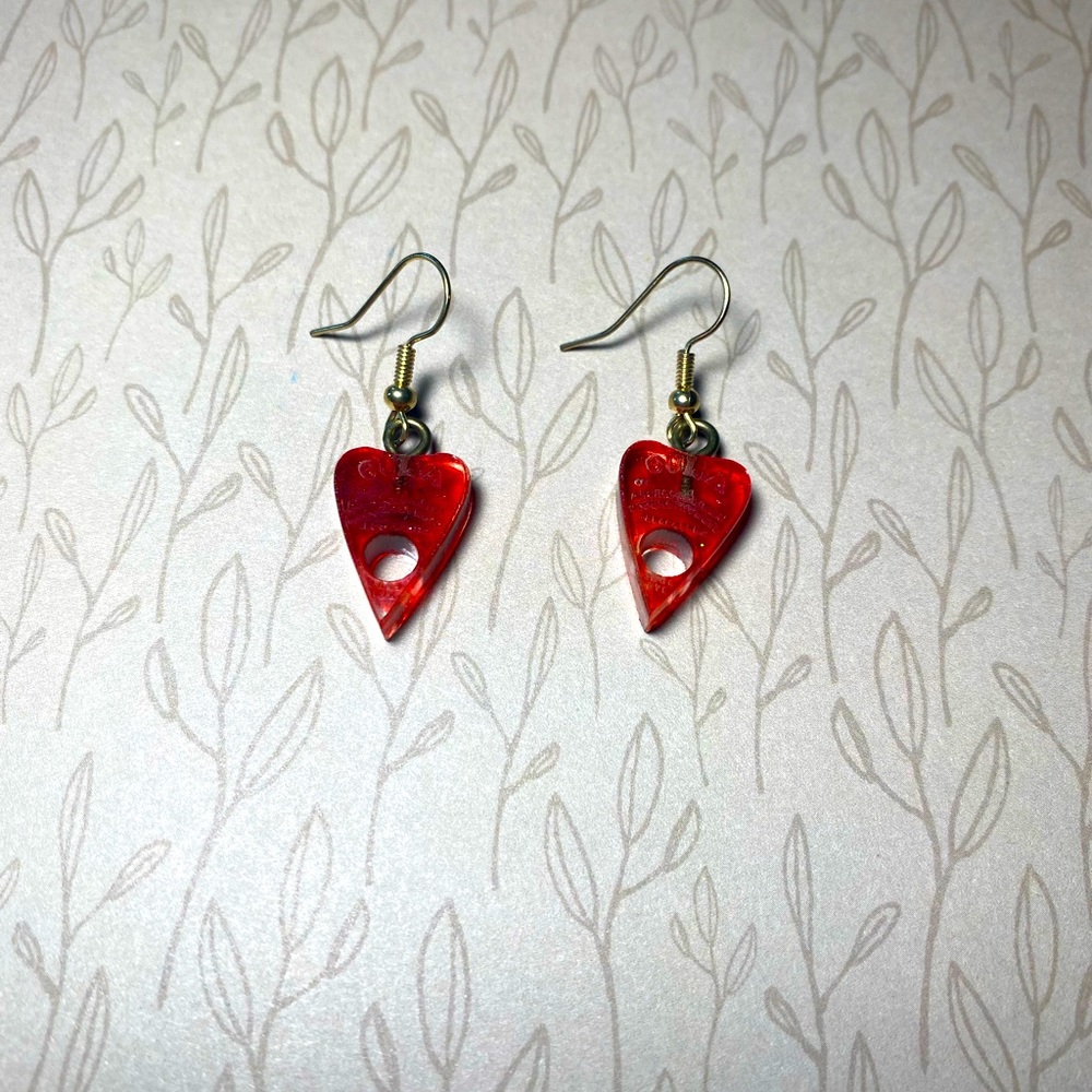 Translucent Red Ouija Planchette Earrings!